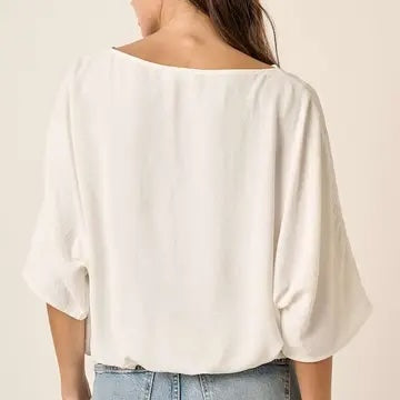 Laurel Boat Neck White Blouse