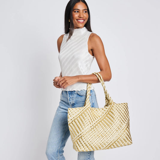 Elevated Woven Gold Tote