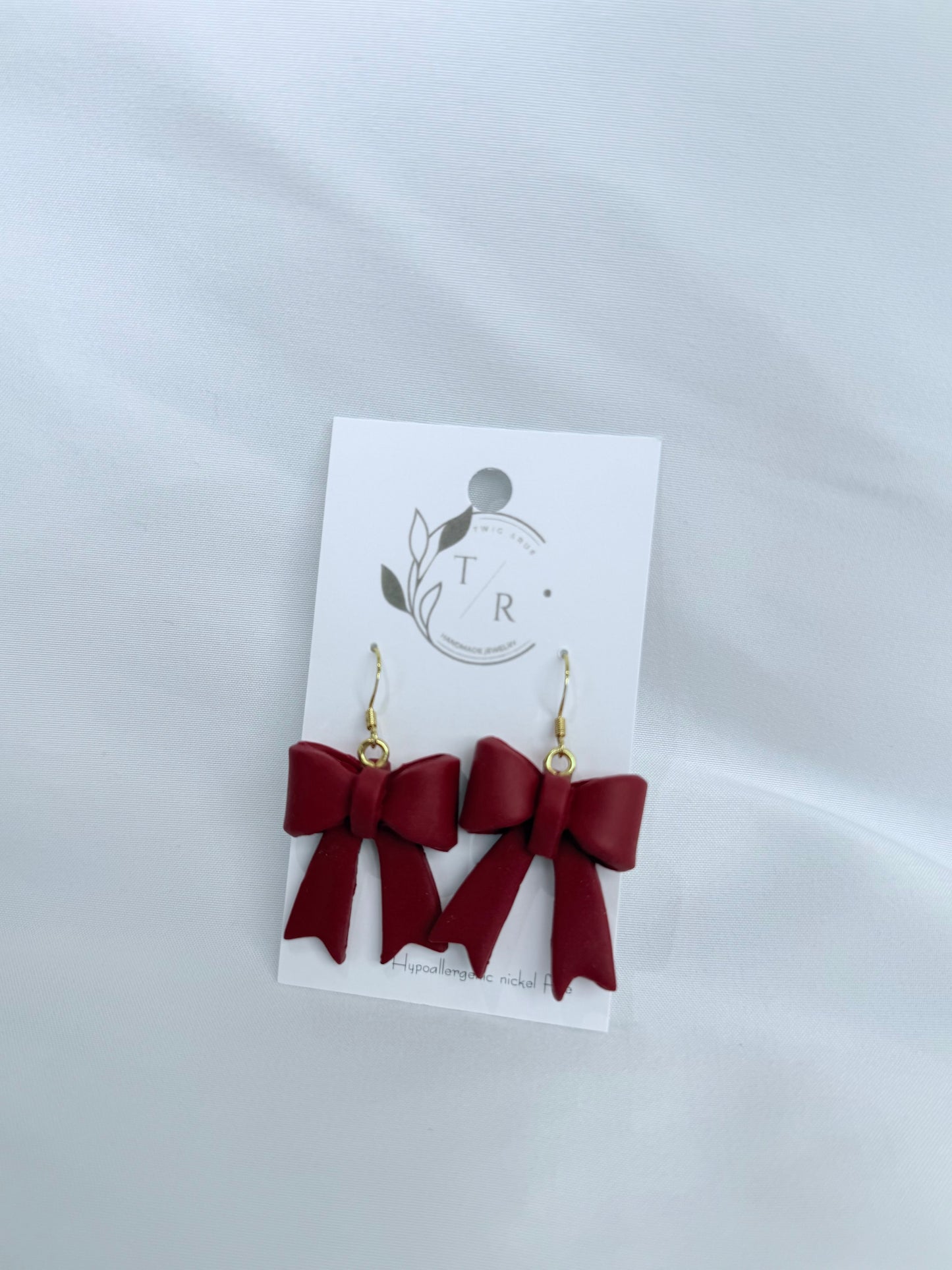 Clay Red Bow Earrings