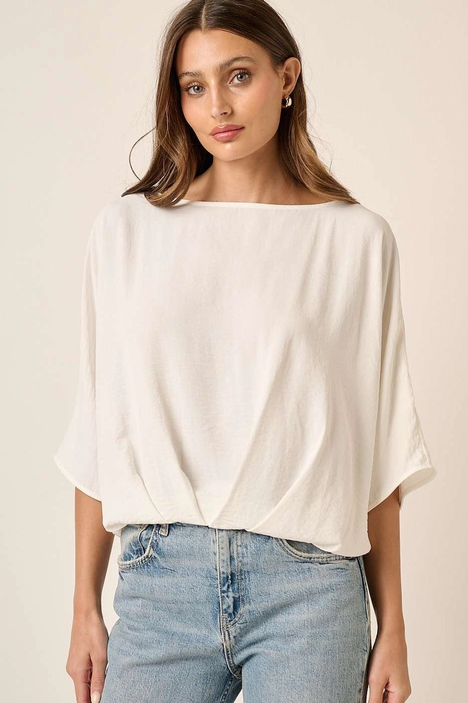 Laurel Boat Neck White Blouse